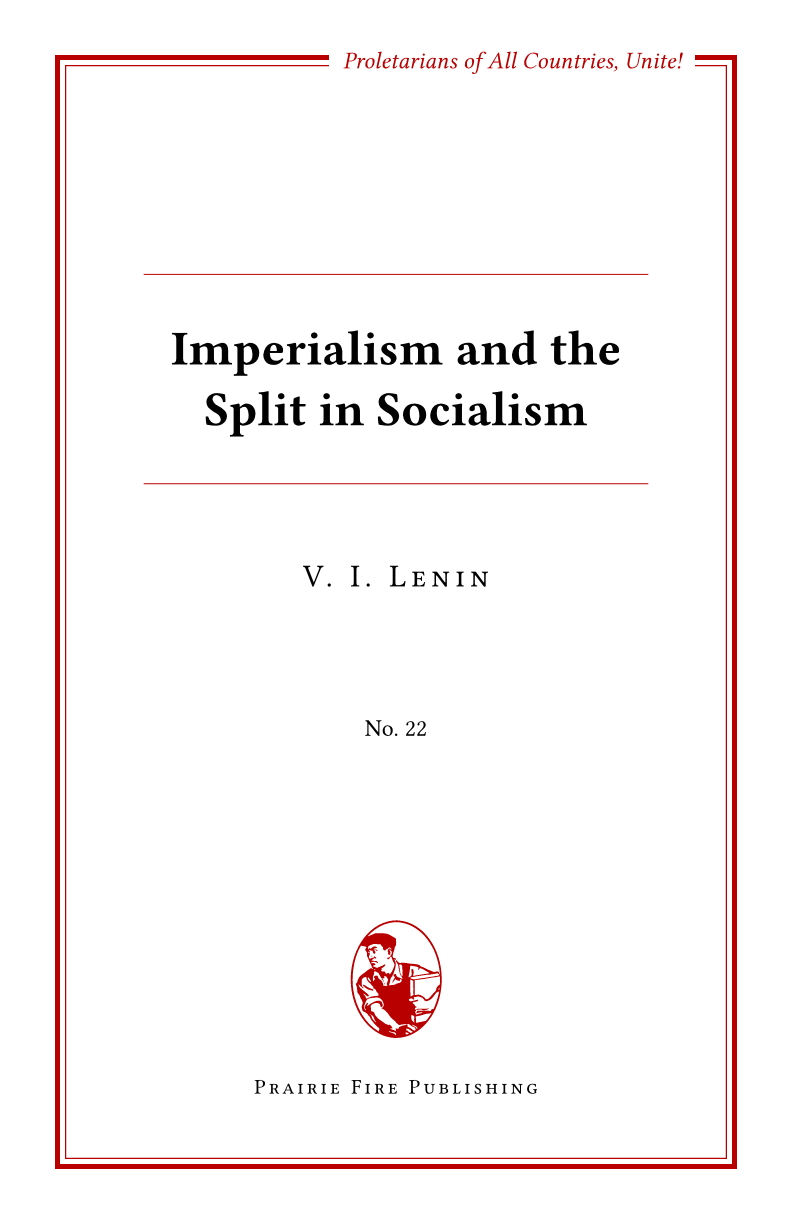 Imperialism and the Split in Socialism